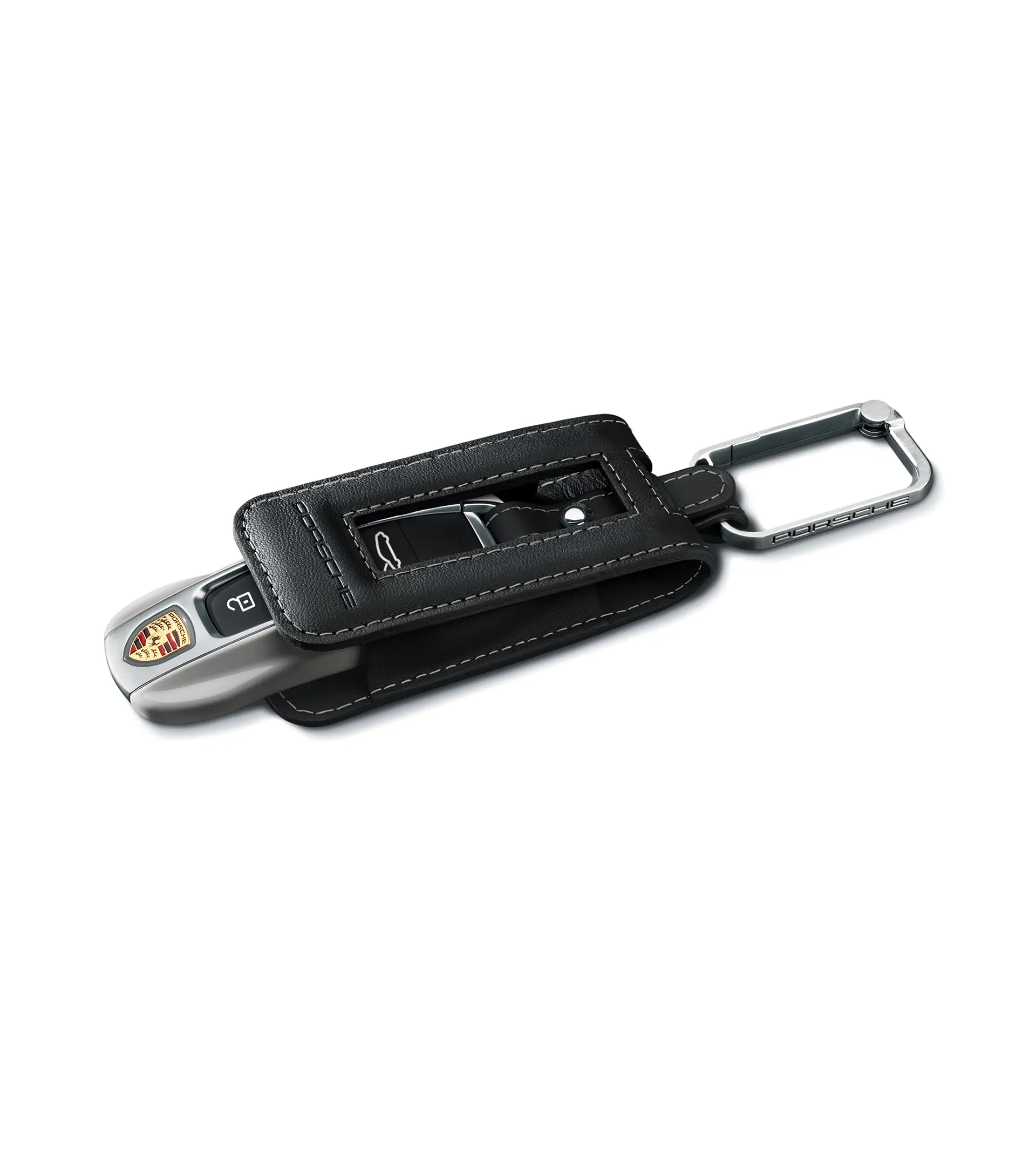 KUNIO Custodia portachiavi adatta per Porsche 911 971 9YA Macan Panamera Boxster Taycan Cayenne Carrera in lega di alluminio per chiavi auto, custodia protettiva portachiavi a 3 tasti marrone