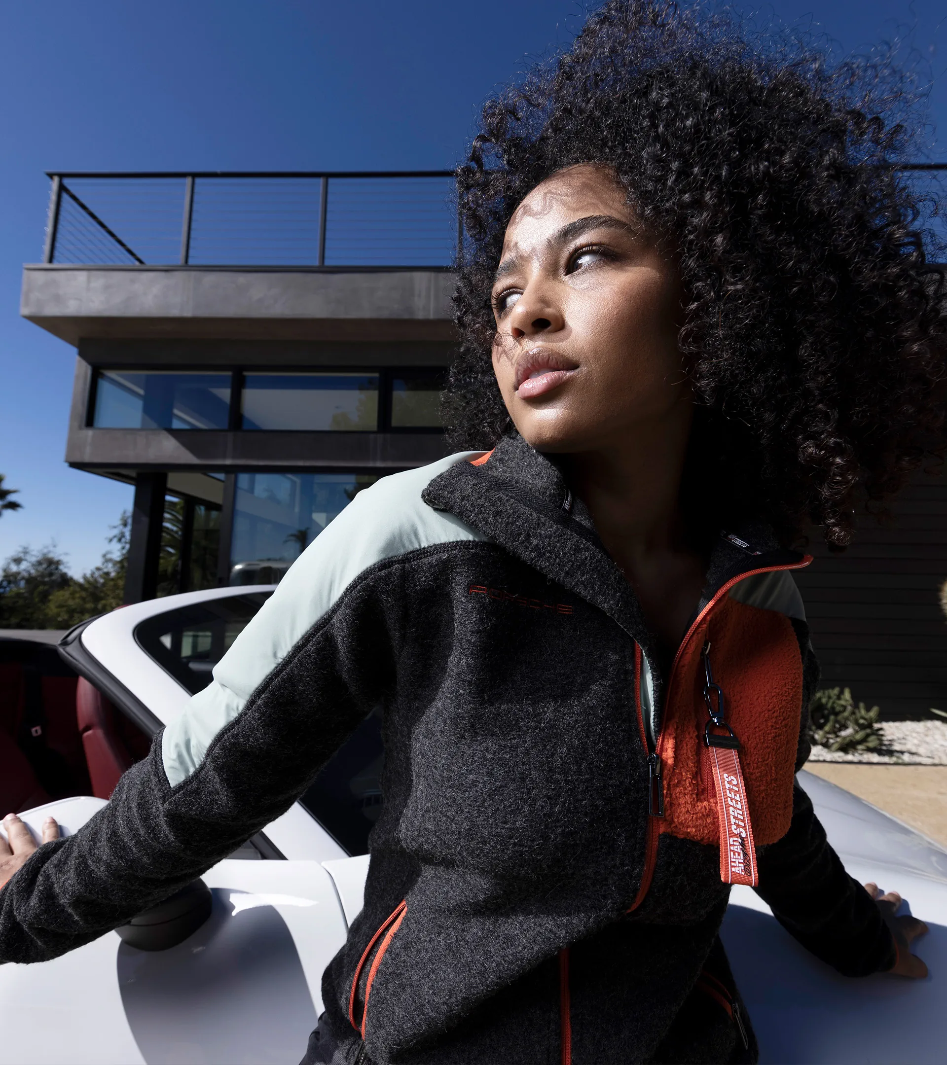 PORSCHE Design フリースジャケット レッド ジップアップ Unisex AHEAD jacket | PORSCHE SHOP