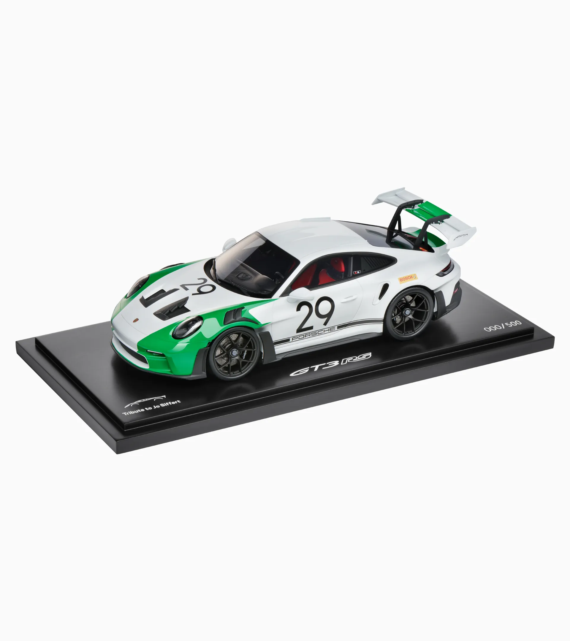 Horloge Miniature Porsche 911 GT3 RS-05 Sur Socle, Voiture De Sport, Blanc, Alu-bond