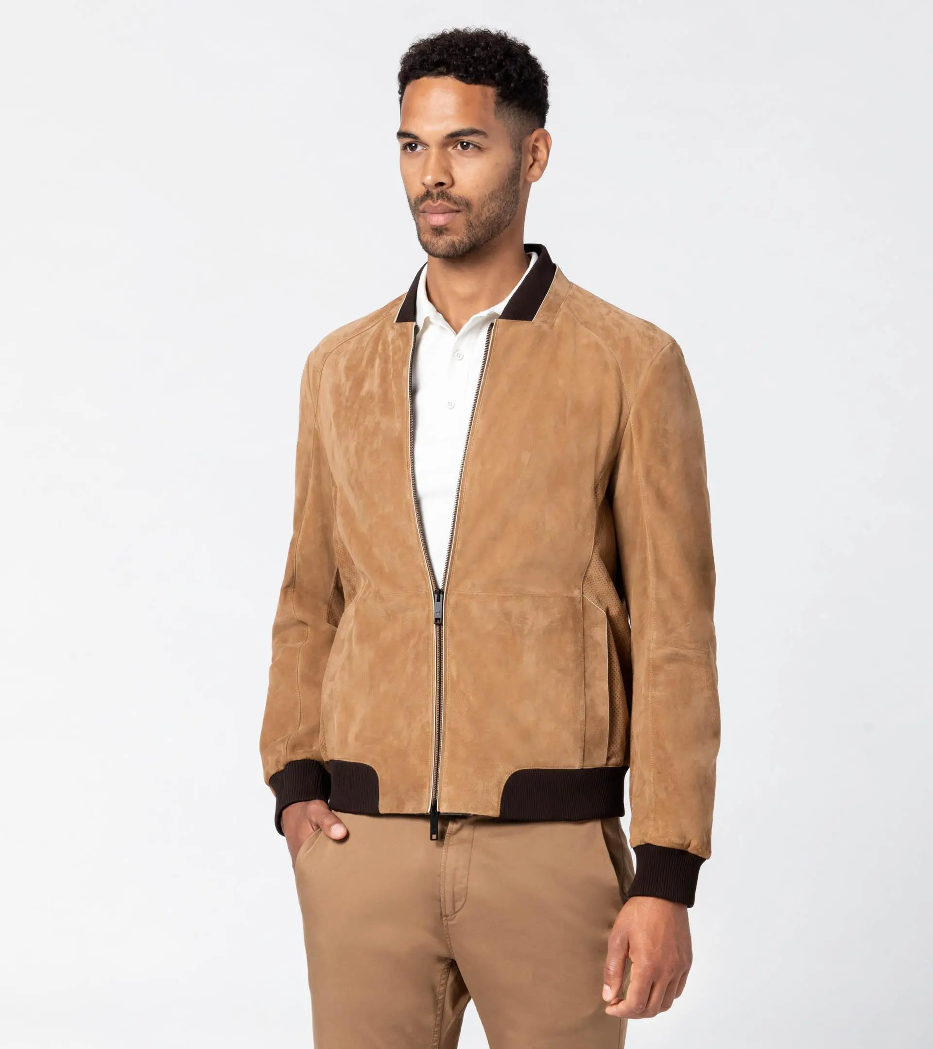 Perforated Goat Suede Leather Jacket | PORSCHE SHOP