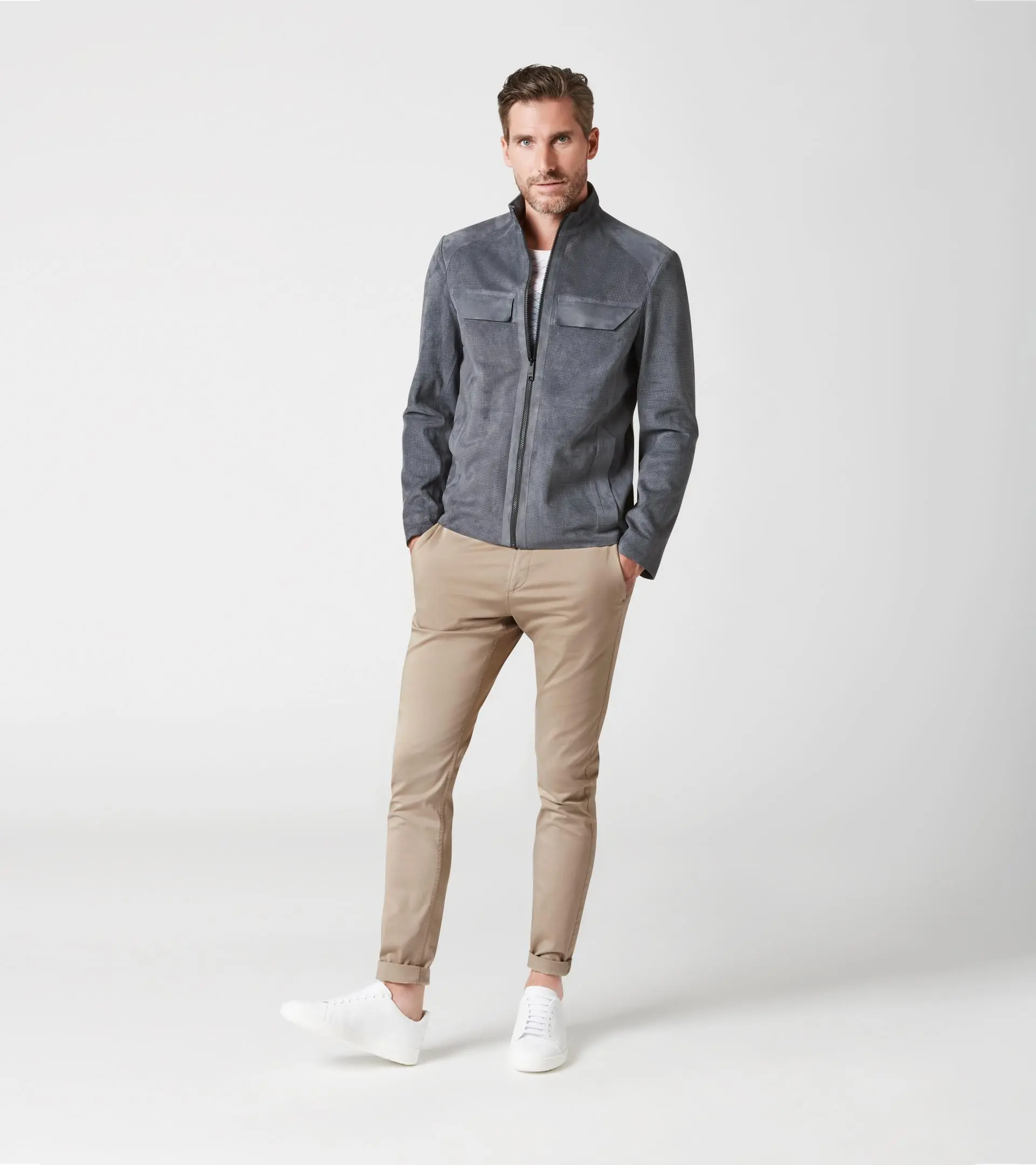 ジャケット・アウター 80s- goat suede tailored jacket Perforated Goat Suede Leather Jacket | PORSCHE SHOP