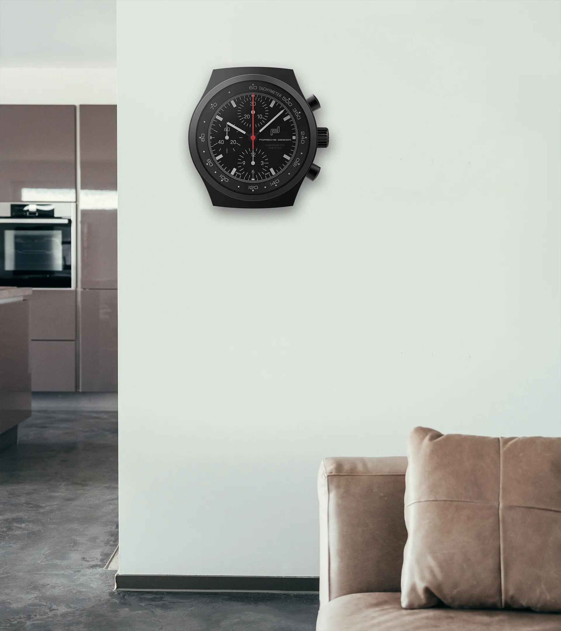 Chronograph 1 All Black Wall Clock | PORSCHE SHOP