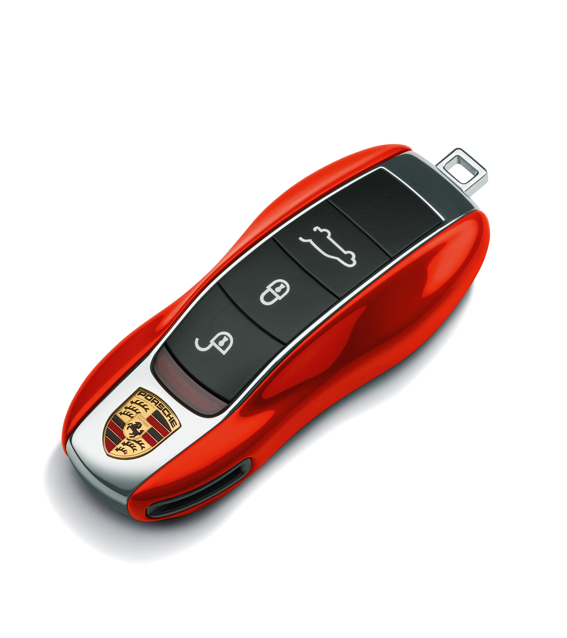 HIBEYO Custodia In Silicone TPU Per Chiave Porsche 3 Tasti – Adatta Per 911, Boxster, Macan, Cayenne – Con Portachiavi – Rosso - 2