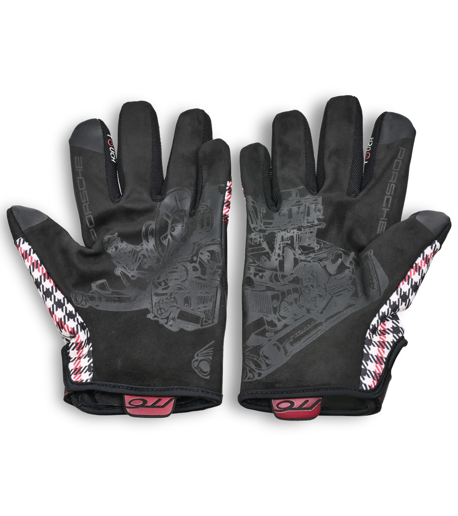 Porsche Classic Assembly Gloves in Red Pepita | PORSCHE SHOP