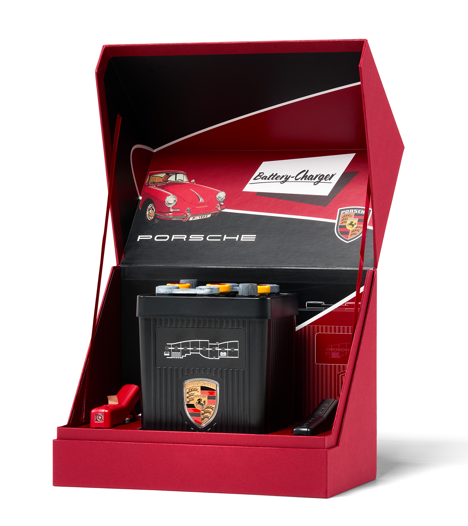 Porte-clés Porsche Original En Cuir - Blason Porsche - Modèle Charging Service - Cadeau Fan