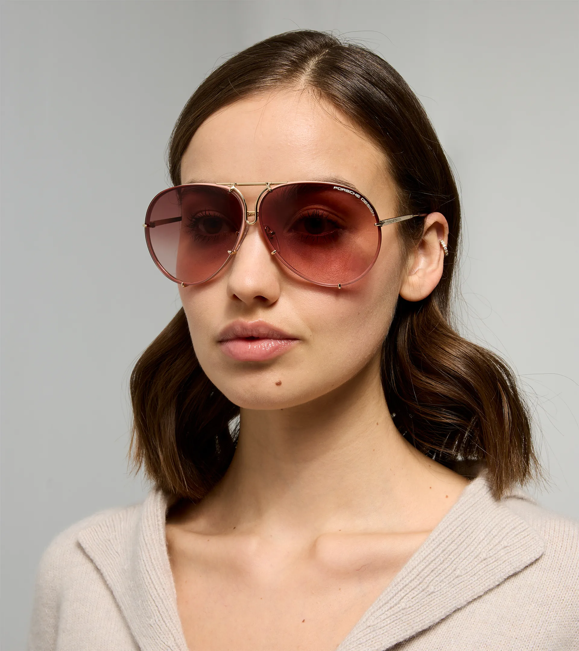 RARE PORSCHE TINTED PINK SUNSET AVIATORS Sunglasses Porsche 5621A Rare 90 main image 2