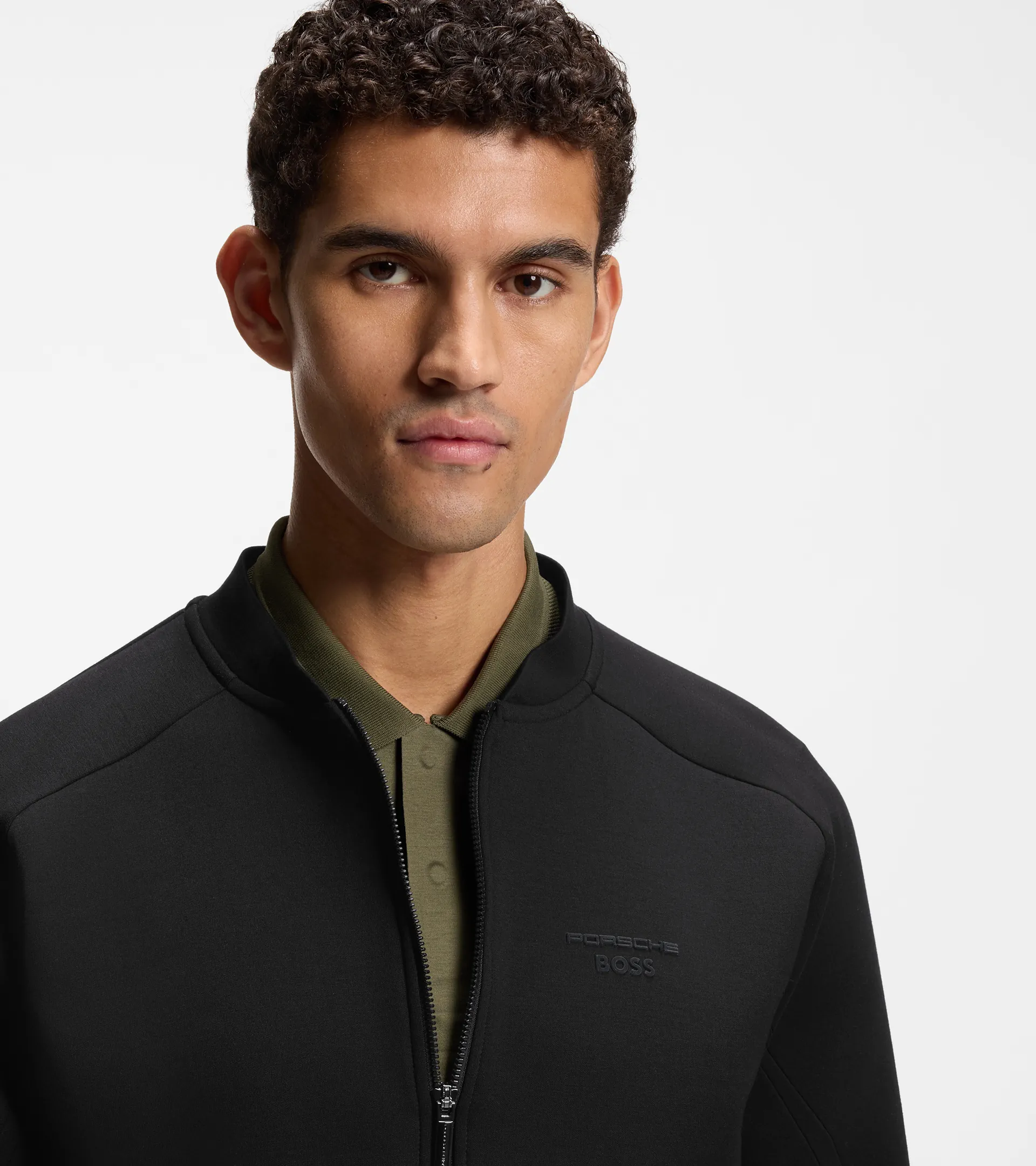 Zip‑up sweatshirt with embossed artwork - Porsche x BOSS | PORSCHE