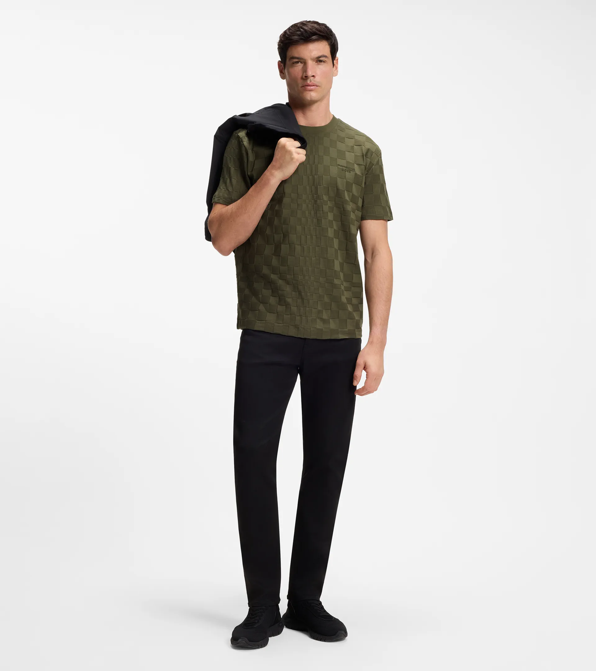 T‑shirt in jacquard‑patterned cotton – Porsche x BOSS | PORSCHE SHOP
