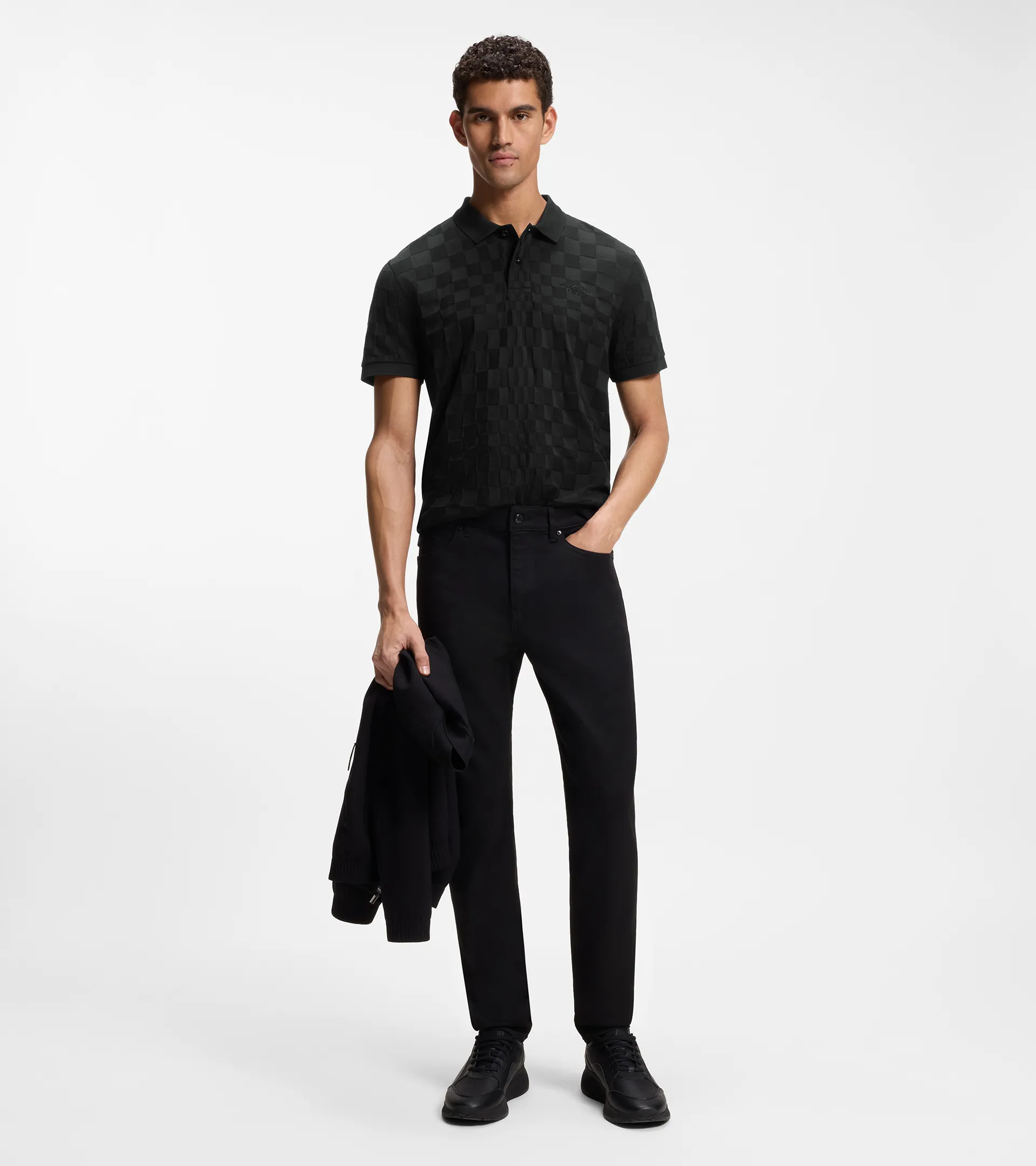 Polo shirt in jacquard-patterned cotton - Porsche x BOSS | PORSCHE