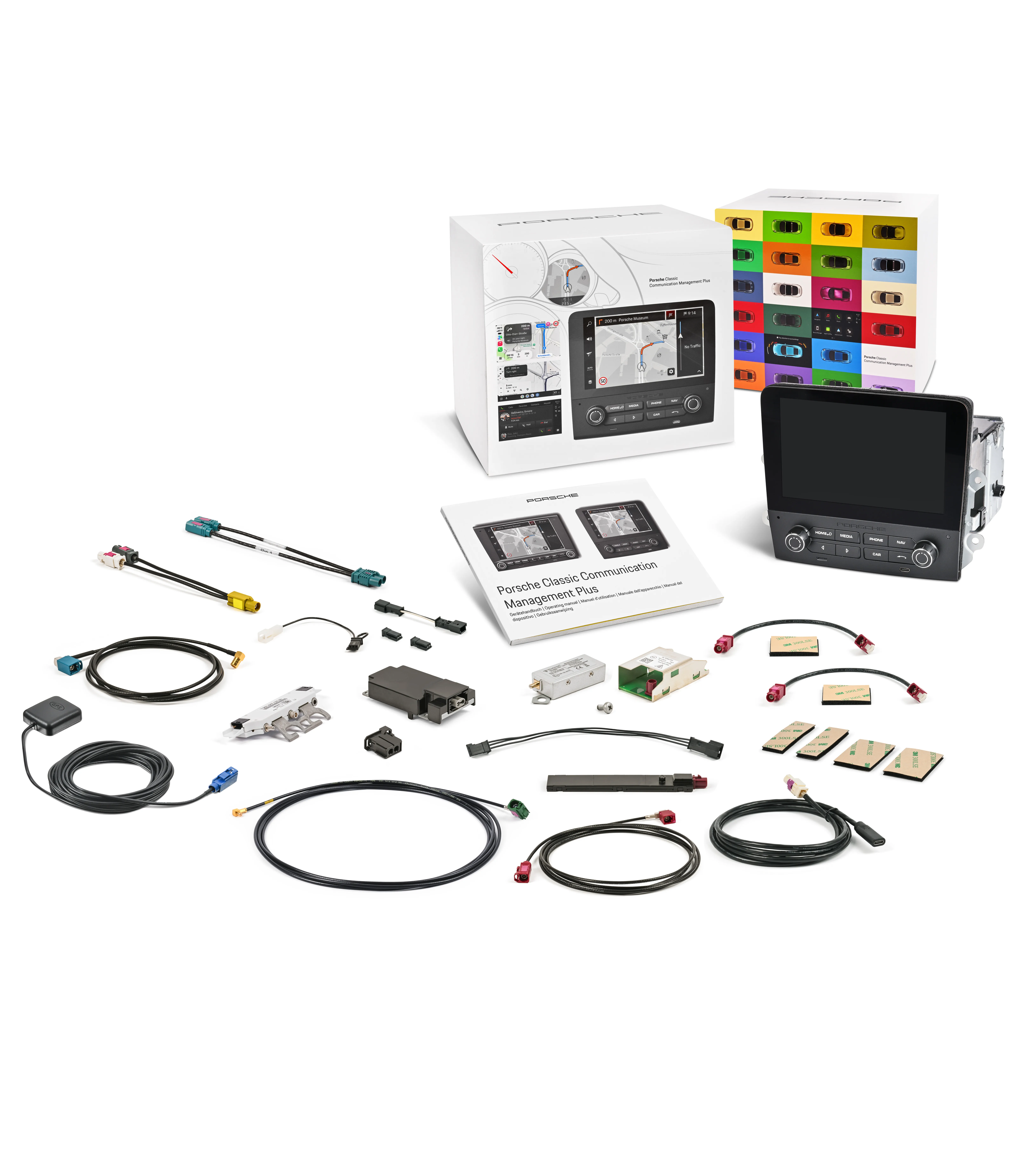 PCCM Plus 991.1 / 981 — Complete kit · cables, accessories and head unit